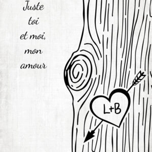 Customize Carved Initials in Tree Trunk Valentine Poster