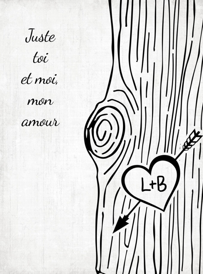 Customize Carved Initials in Tree Trunk Valentine Poster