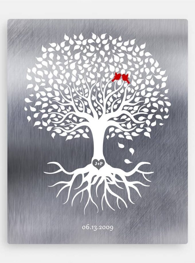 White Rooted Tree On Tin Everlasting Anniversary Gift For Spouse LT-1210